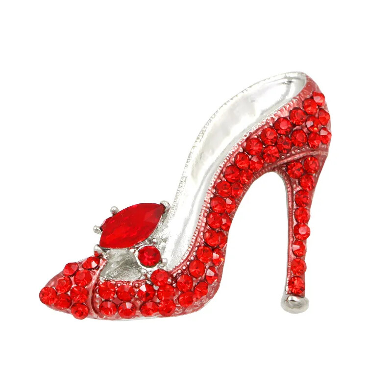 Lady High-Heel Shoe Brooch Rhinestone Crystal Fashion Luxury Female Party Pin