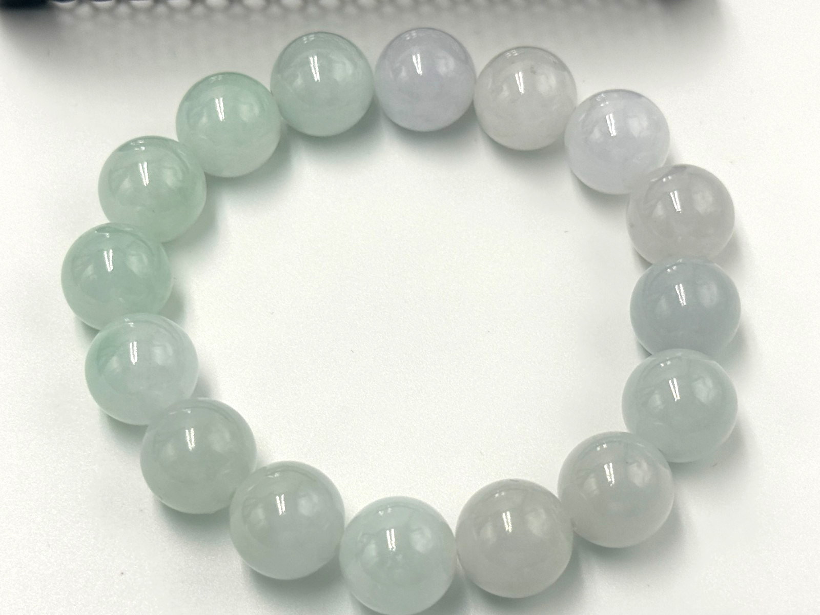 Certified Natural Grade A Jadeite Jade Beaded Bracelet Green 13.1 mm #000438