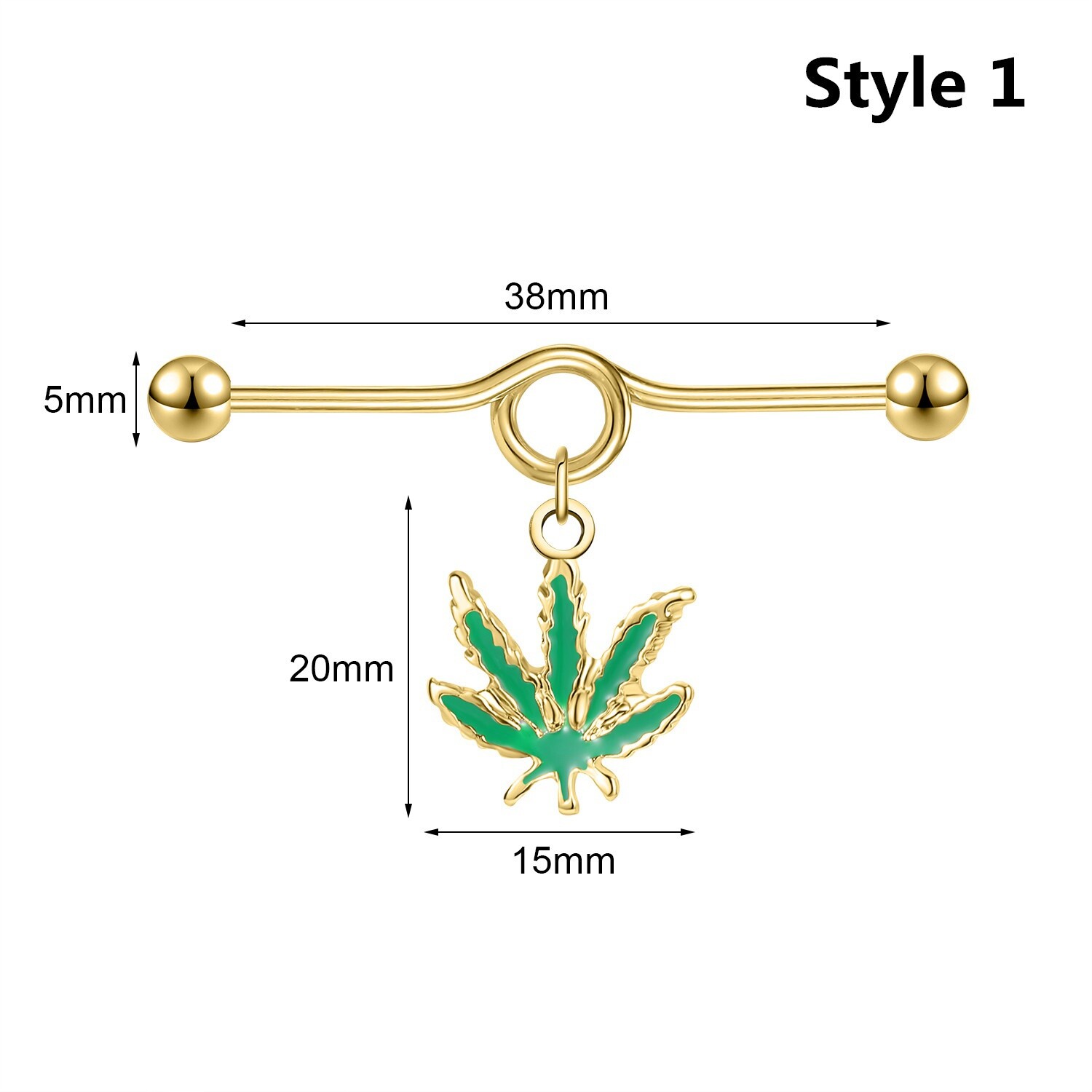 14G Stainless Steel Industrial Barbell Piercing Alloy Cartilage Earring Jewelry