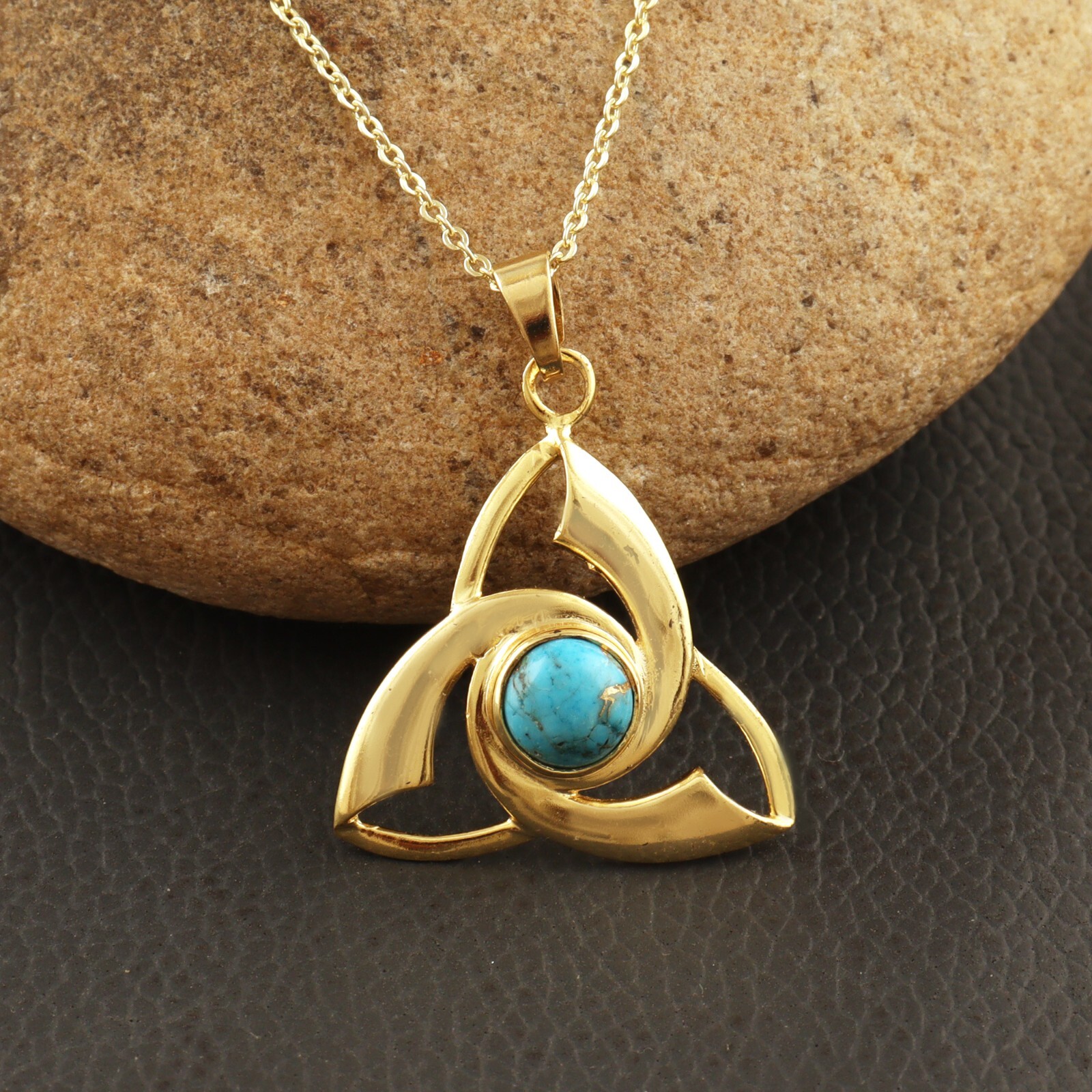 Good Quality Copper Turquoise Gold Plated Lobster Pendant Necklace Wedding Gift
