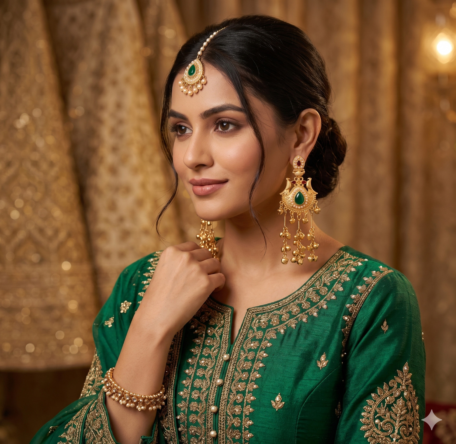 Indian Gold Plated Jhumka Bollywood kashmiri Earrings Peacock Drop Jewelry Gift