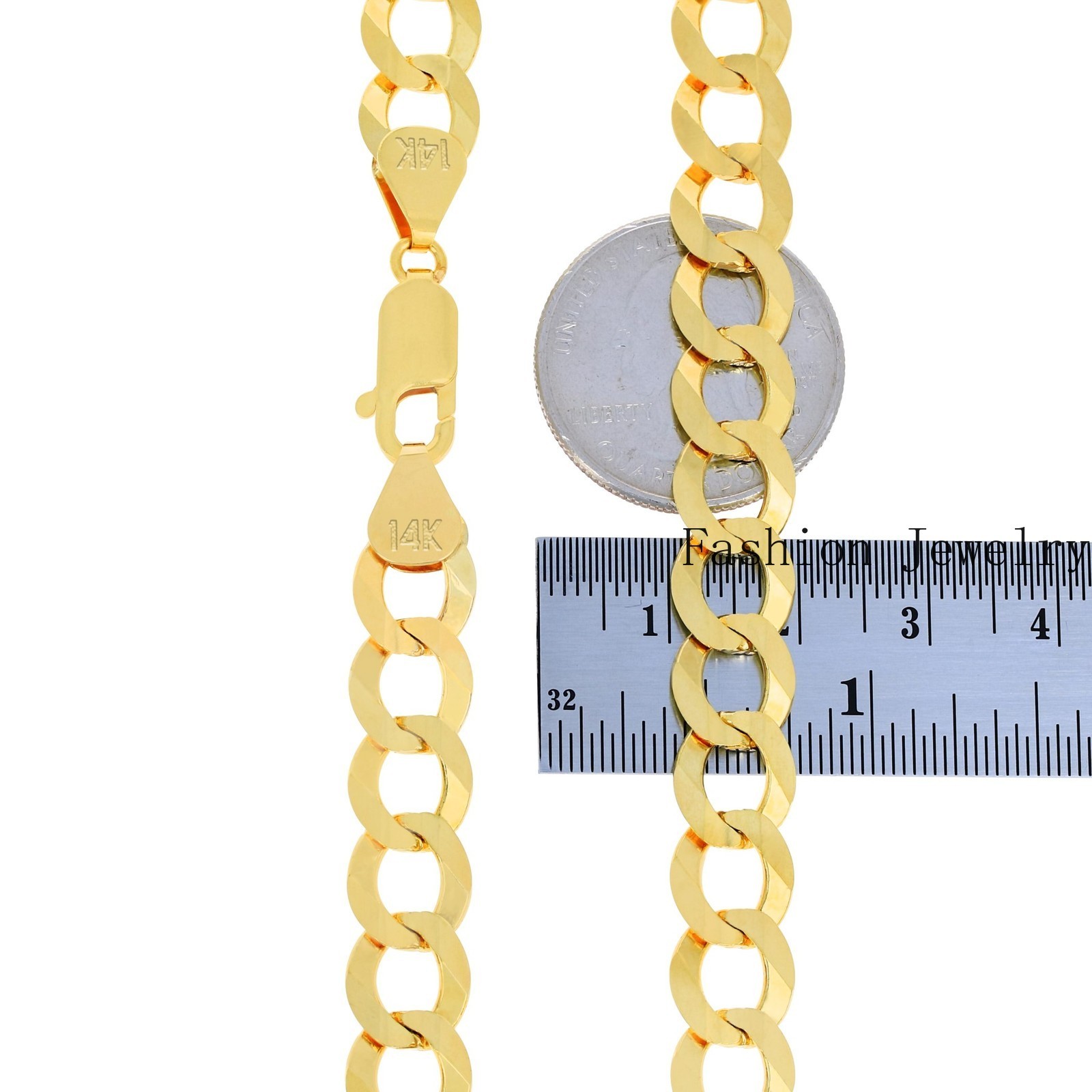 14K Yellow Gold 10mm Mens Solid Curb Cuban Chain Necklace Italian Made 20″- 30″