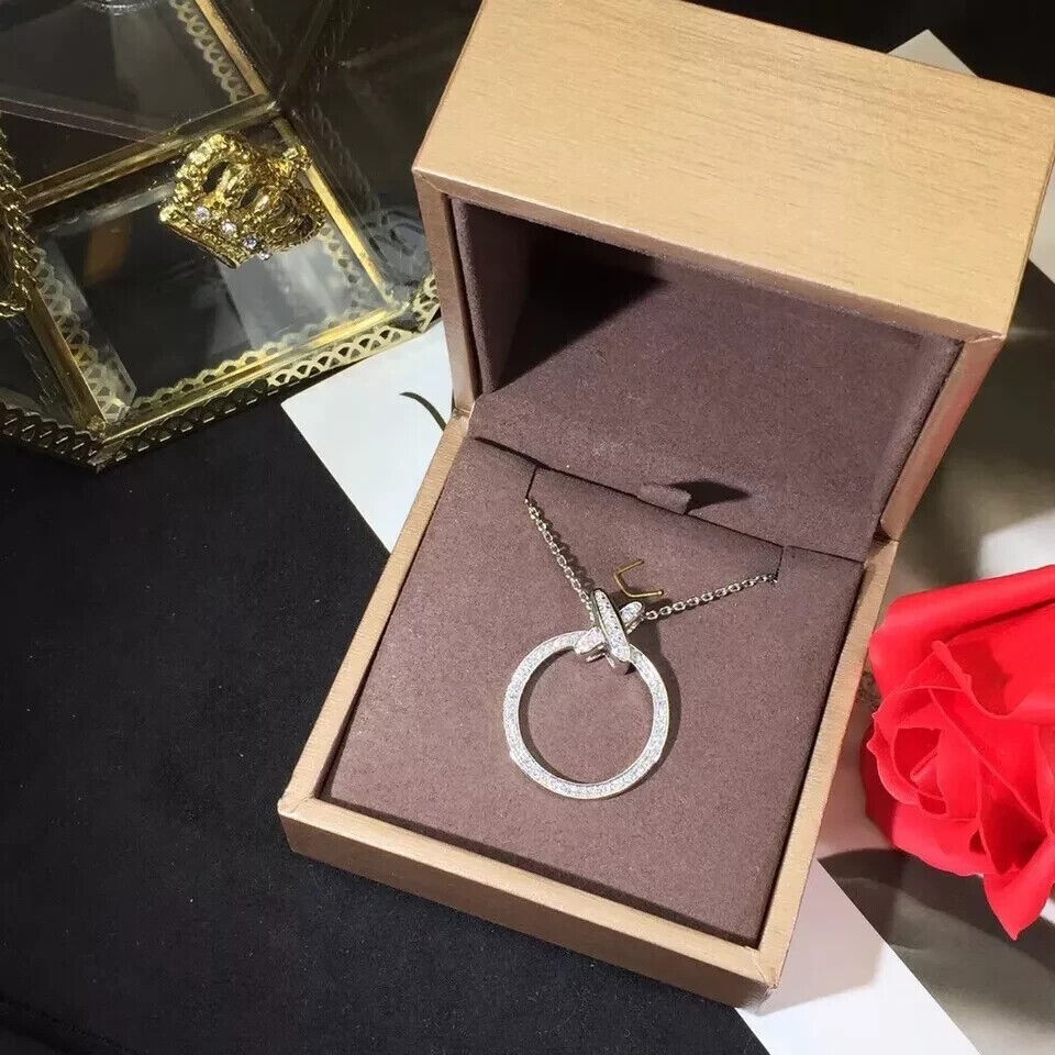 Round Cut Simulated Diamond Women’s Charm Pendant 14k White Gold Plated