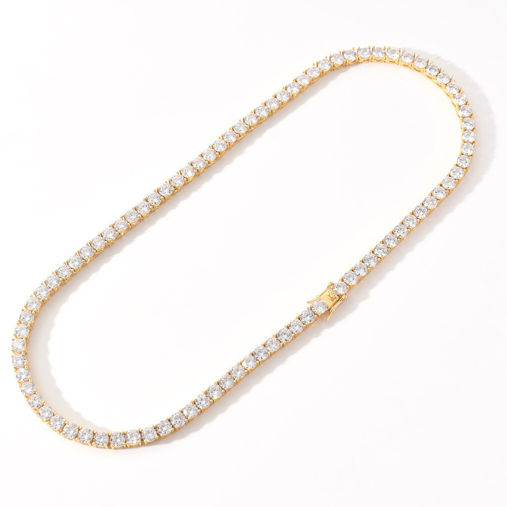 6″-24″ Hip Hop Necklace Bracelets 5A CZ Diamonds Real Gold Plated Tennis Chain