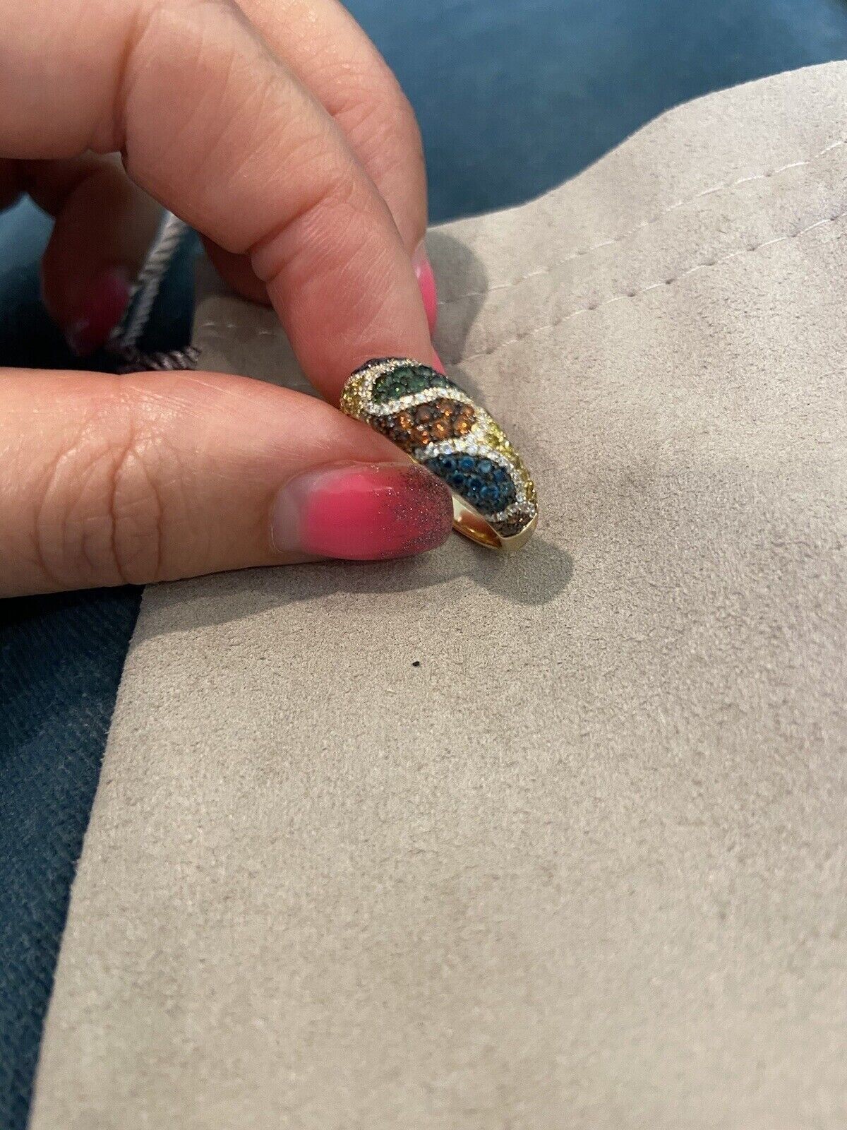 2Ct Round Cut Simulated Multi Colours Cocktail Ring 14k White Gold Plated Silver