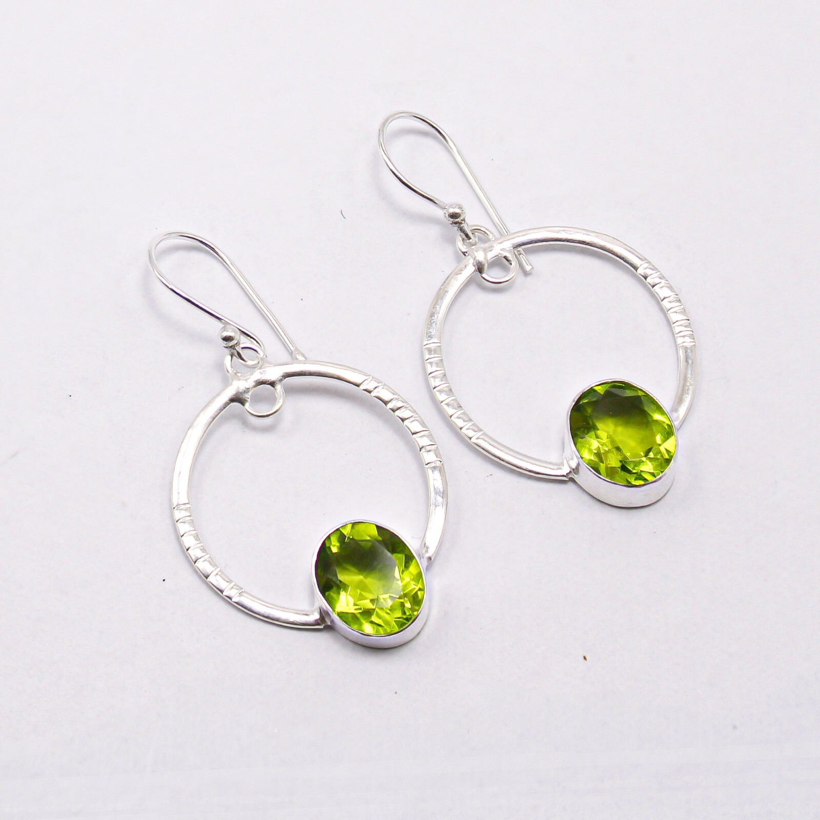 Peridot Gemstone 925 Sterling Silver Jewelry Handmade Earring For Women 1.37″