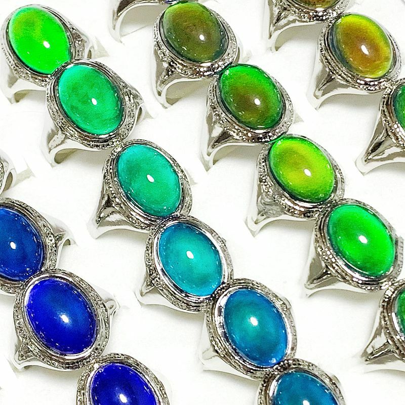 Wholesale 30pcs Oval Vintage Mood Rings Bulk Women Change Color Finger Jewelry