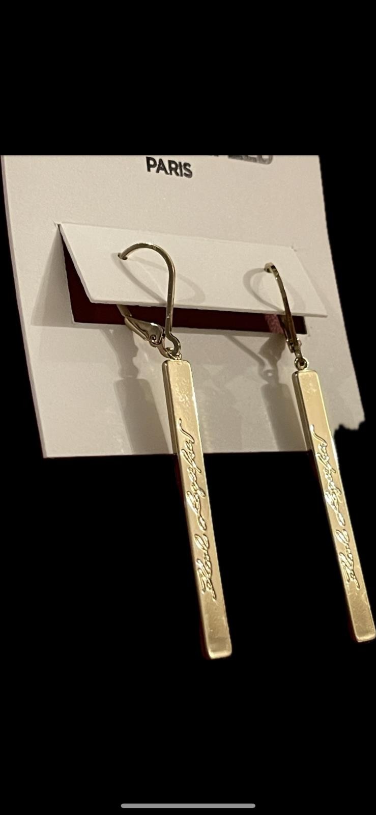 Karl Lagerfeld Gold Bar Signature Earrings NEW $38 09G00023