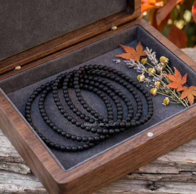 Genuine Shungite 4mm Bead Stretch Bracelet Energy Protection Healing Crystal