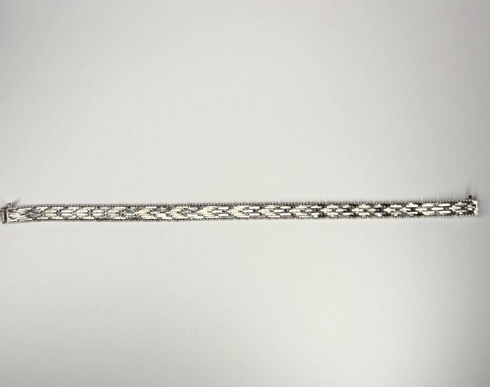 Vintage SU Italy 925 Sterling Silver Woven Flat Riccio Chain Bracelet 7.5” 15.7g