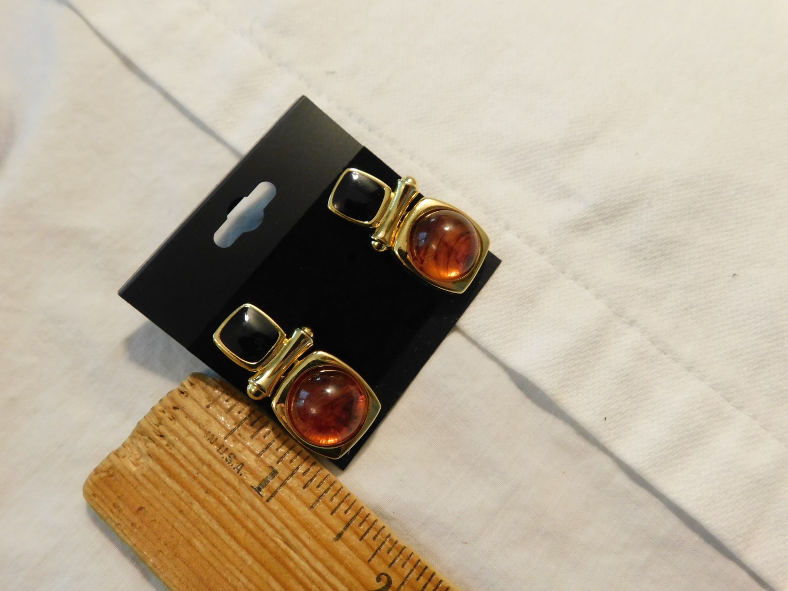 Joan Rivers Classics Collection Faux Amber Enamel Clip On Earrings