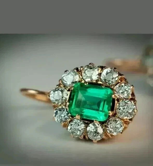 2.34 Ct Emerald Cut Emerald Earrings Gift Earrings 14K Yellow Gold