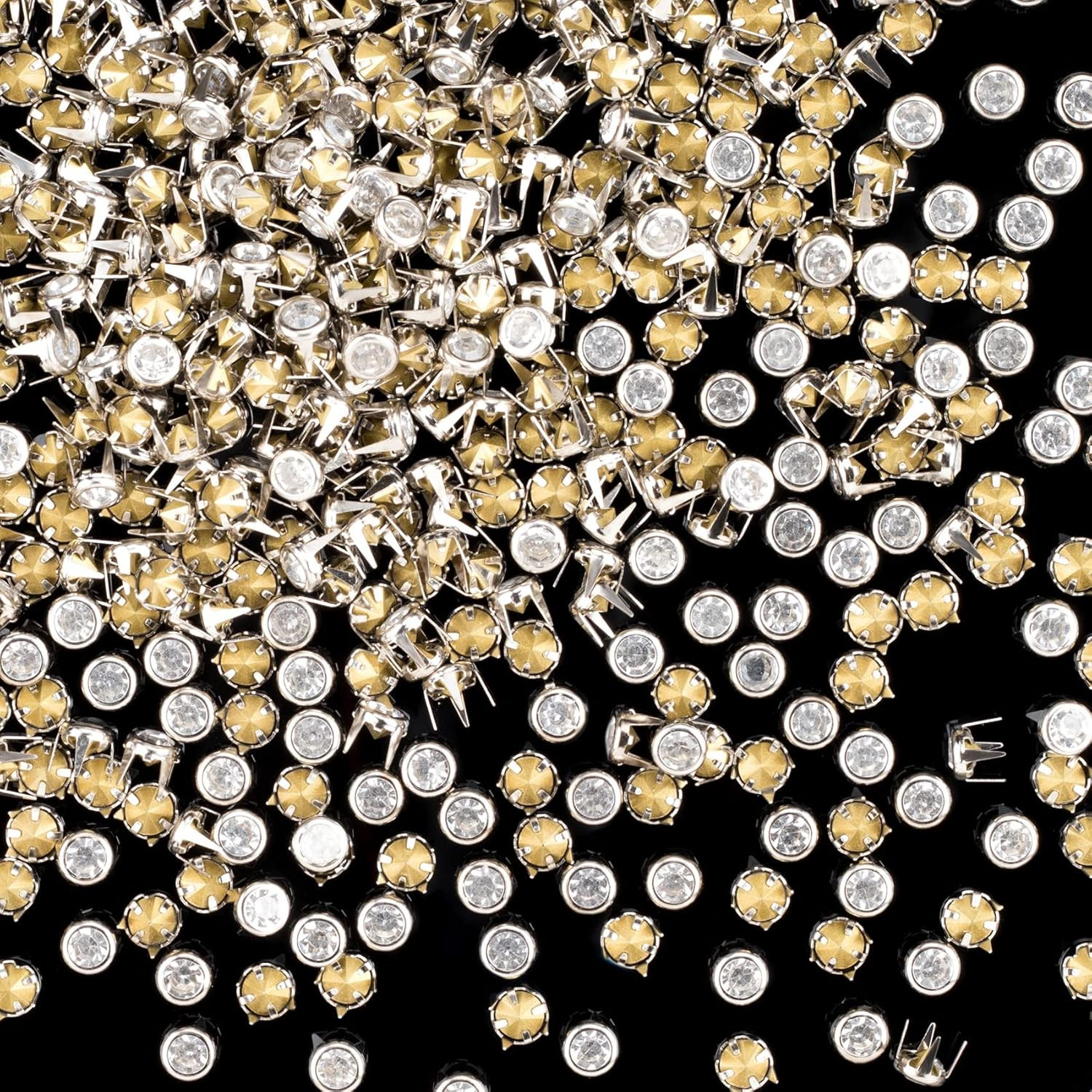500PCS 6MM Rhinestone Stud Refills, Dazzling 4-Claw Crystal Studs Embellishments