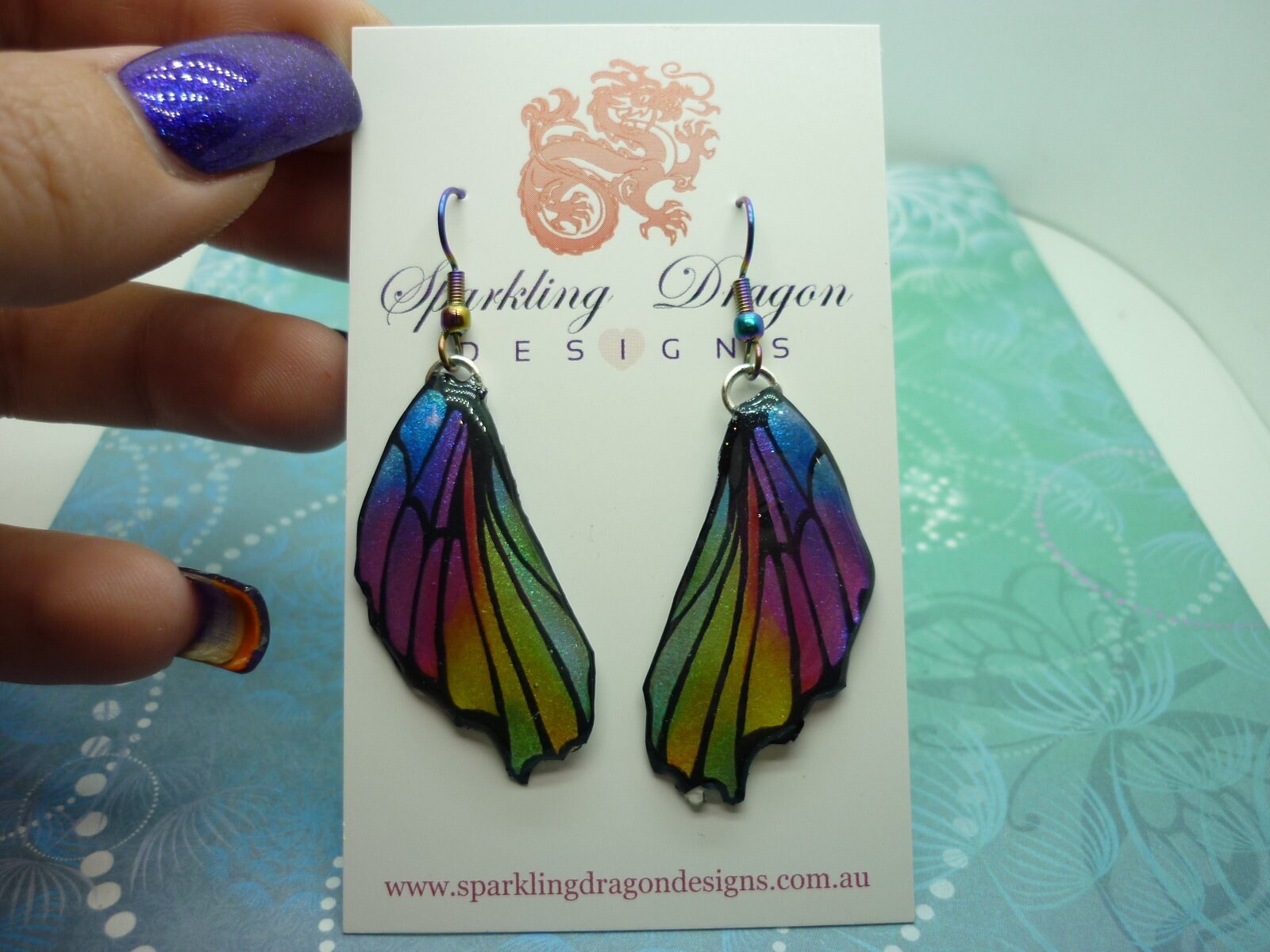 Butterfly Wing Earrings Sparkle Rainbow – Fairy Jewellery, Fun Gift for her