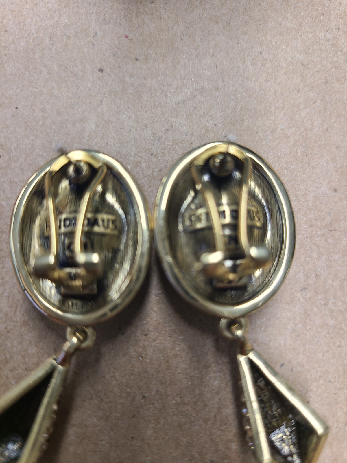 Heidi Daus Golden Drop Earrings 2″