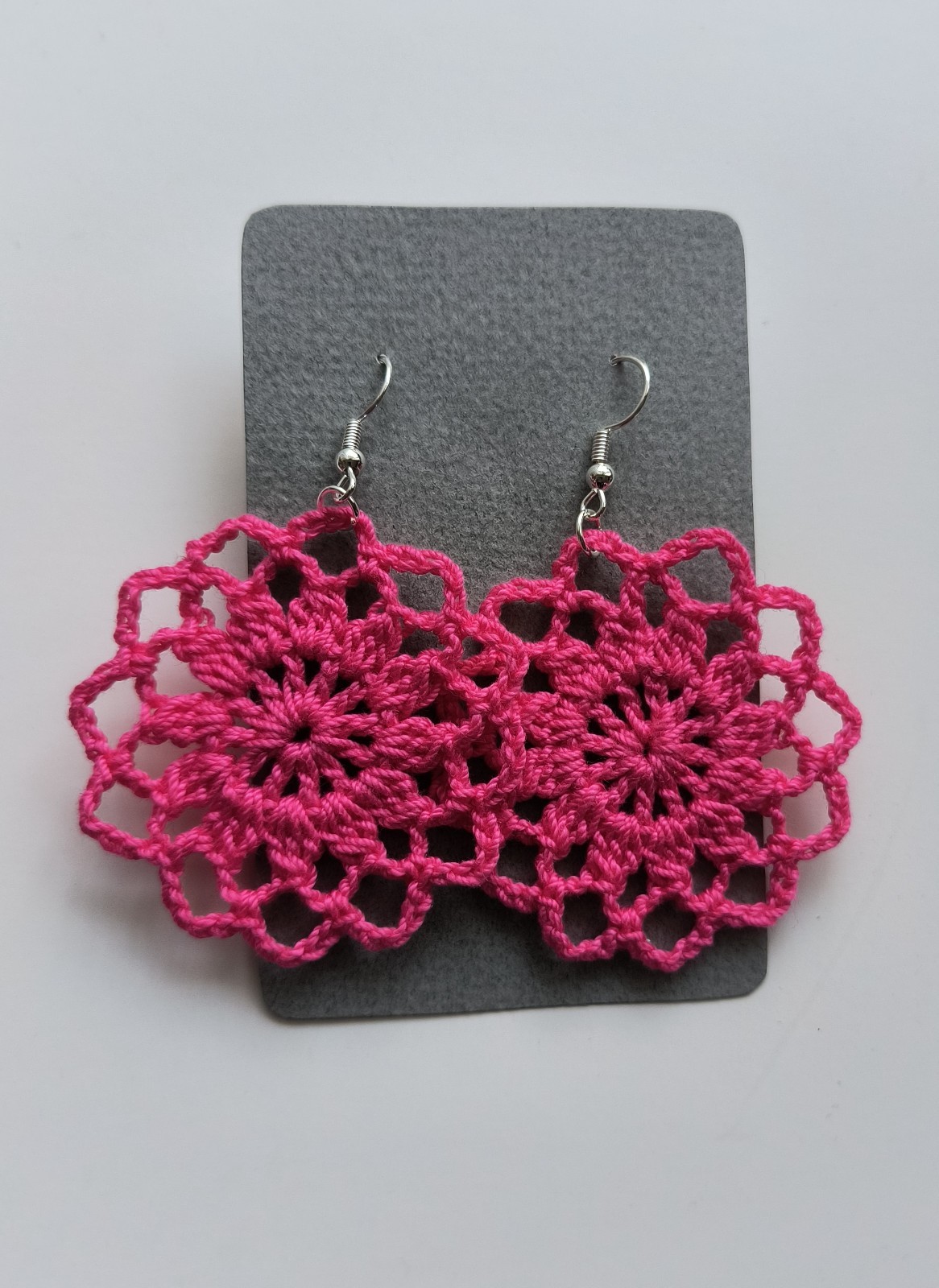 Crochet Earrings, Round , Handmade USA, Brand New, Boho Chic Retro
