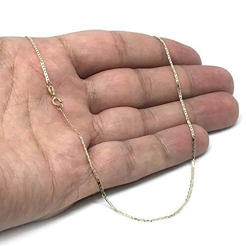 10k Yellow Real Gold Mariner Link Chain Necklace, 1.2mm (10 Inches)