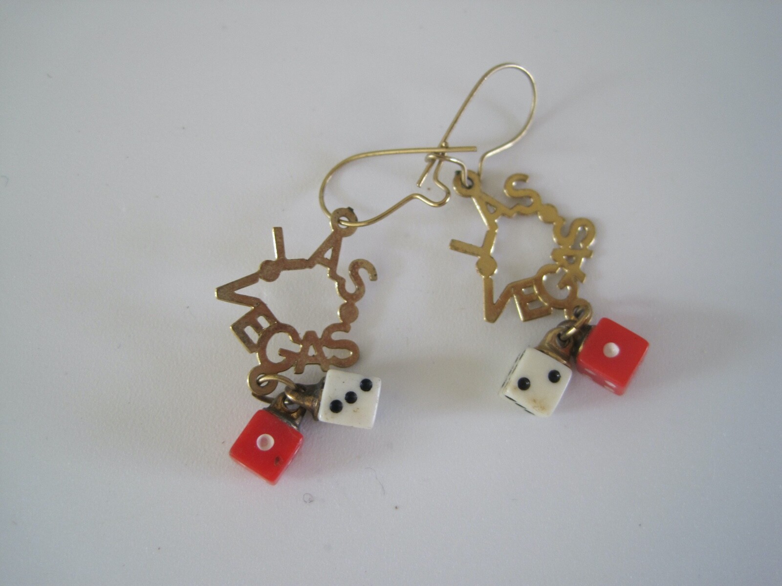 Earrings Las Vegas Goldtone Dice Pierced