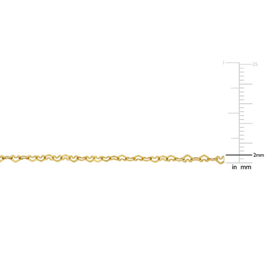 Amour 2mm Heart Link Necklace in 14k Yellow Gold – 14 in