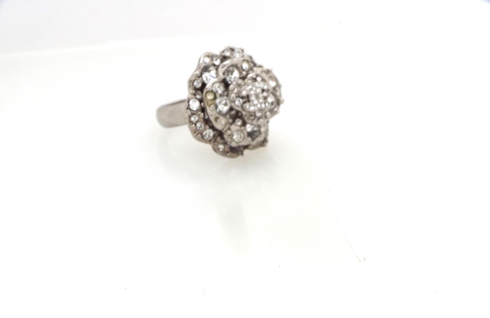 CHANEL – Coco Mark Camellia Flower Ring – Swarovski Crystals – Size 6 3/4 ~#0027