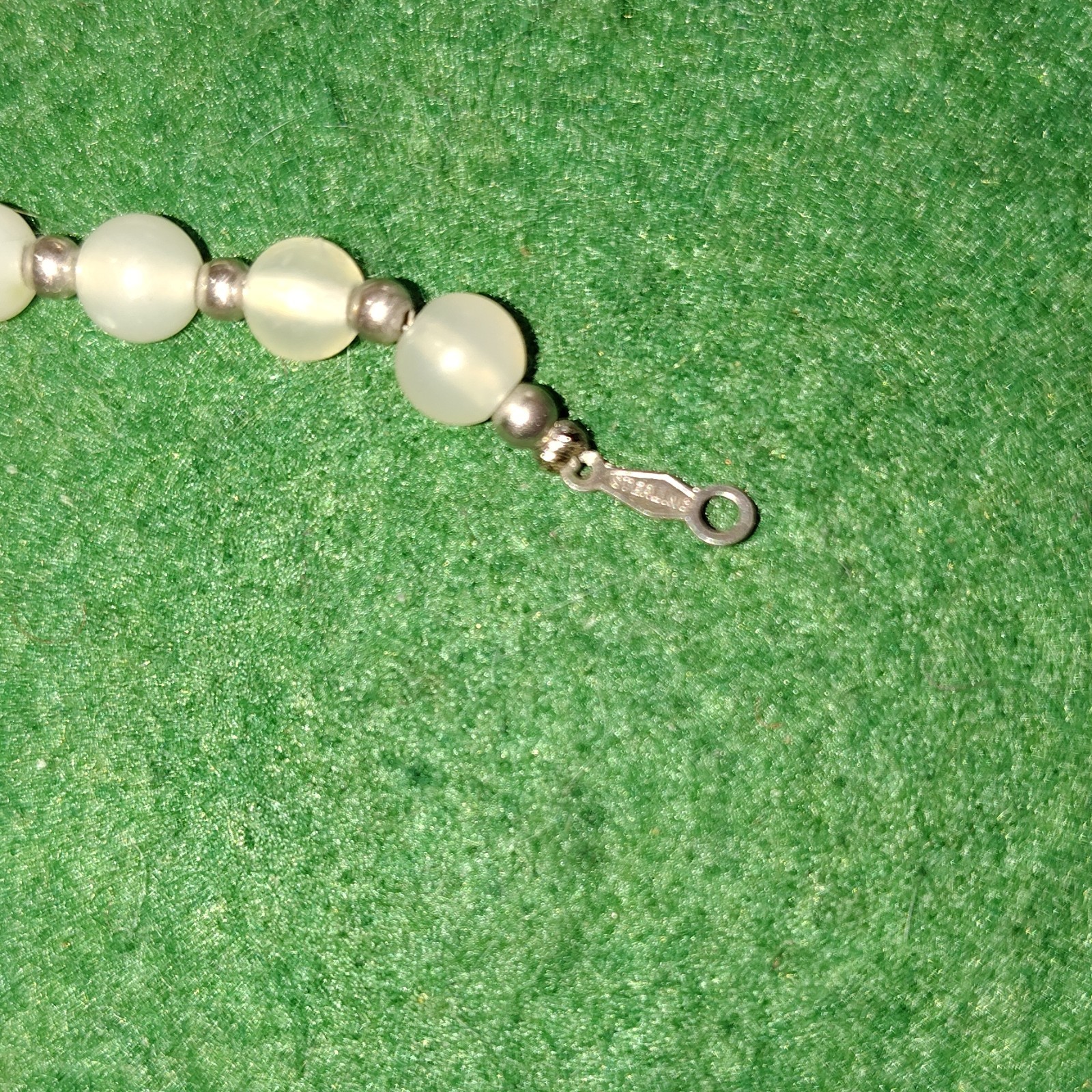 Sterling Silver Beads, Serpentine Beaded Bracelet with Spring Ring Clasp.