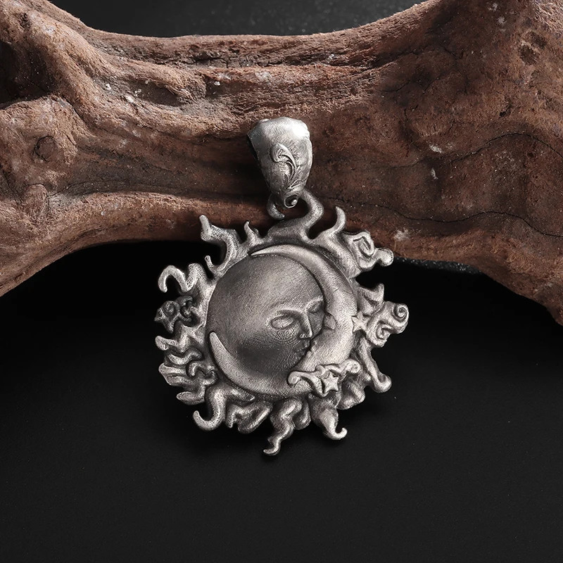 Sun Moon Kiss Necklace Jewelry Silvery Couple Love Pendant