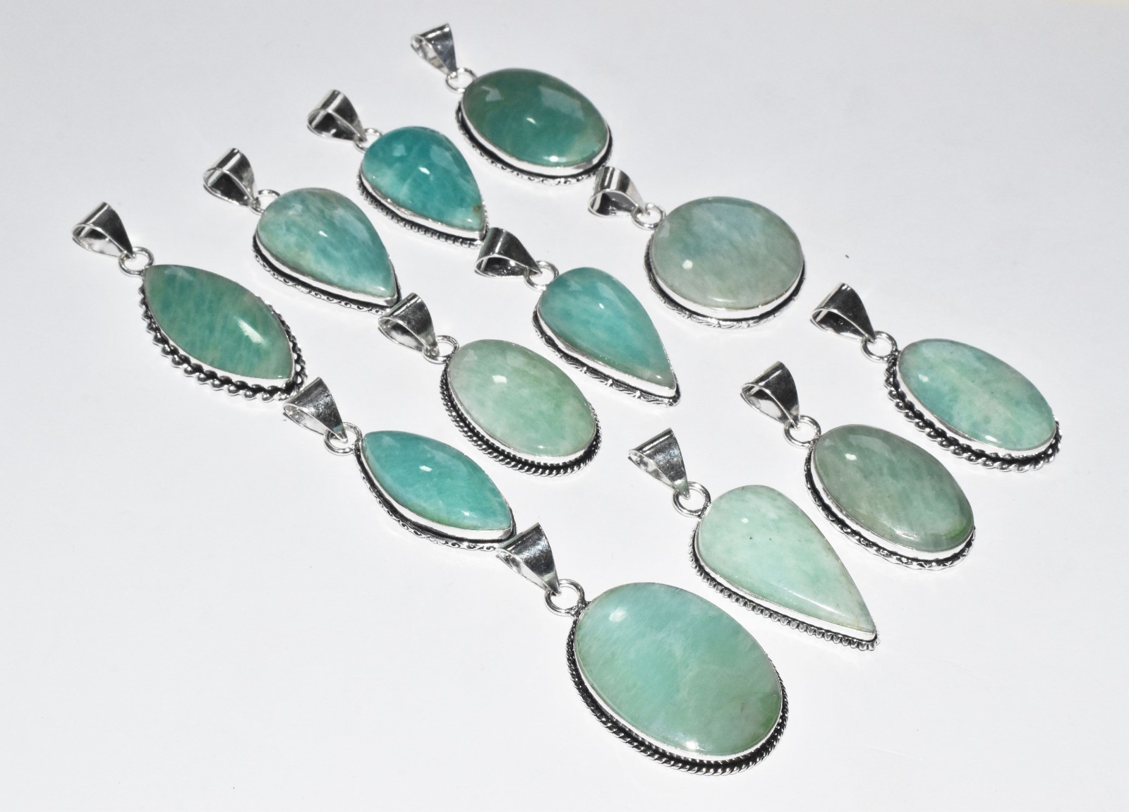 1-1000 Pcs Amazonite Pendant Wholesale Lot Bulk: Silver Plated Necklace WH-9