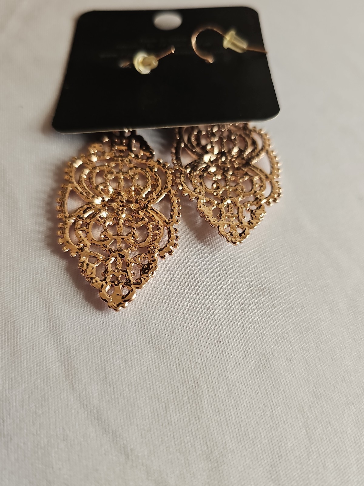 Paparazzi Rose Gold Filigree Dangle Earrings Boho Statement New on Card
