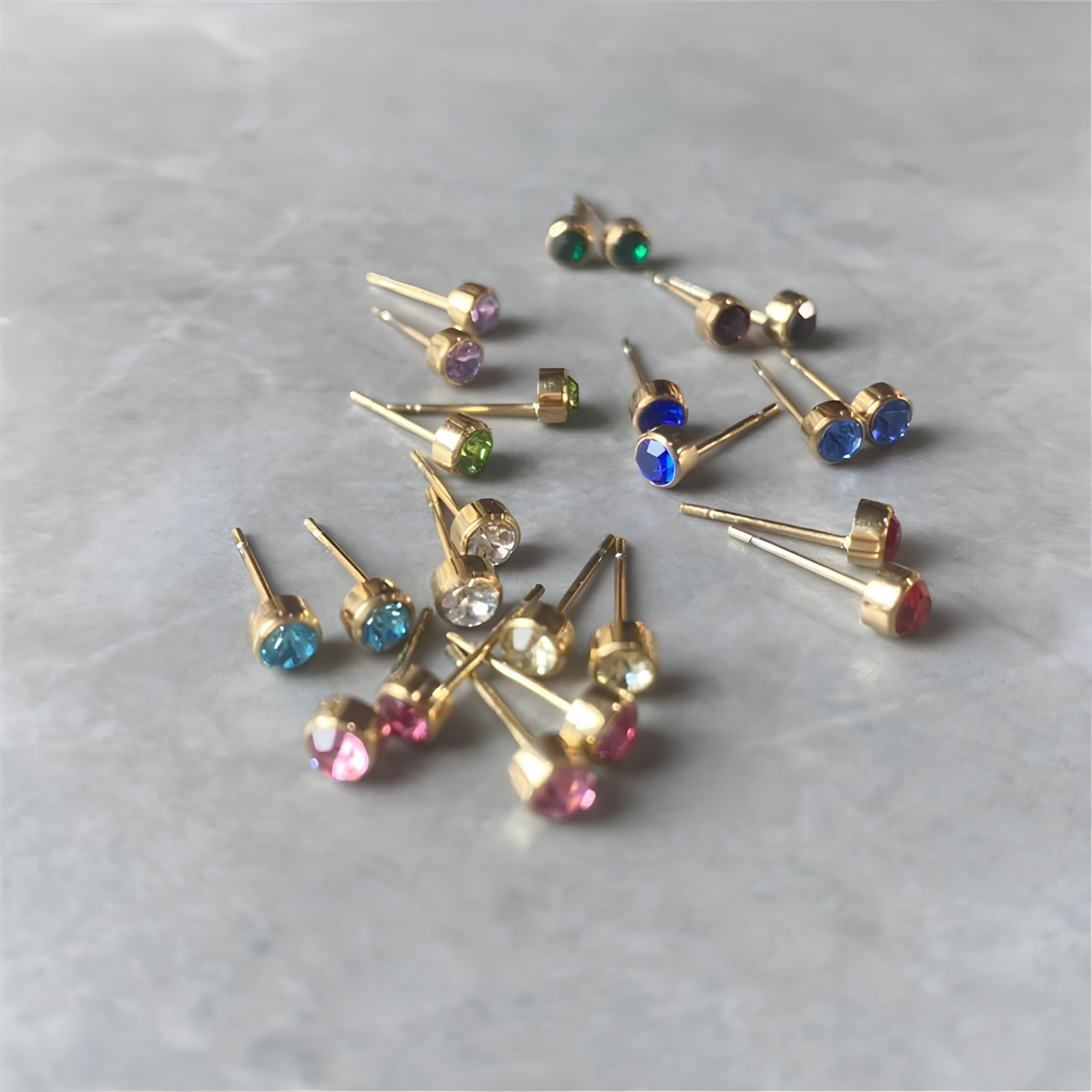 Birthstone Stud Earrings Stainless Steel Push Back CZ Women Girls Gift 12 Month