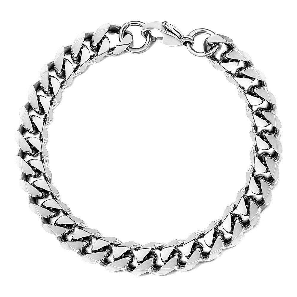 Mens Womens 3/5/7/9/11MM Cuban Curb Bracelet Chain Stainless Steel Multi-sizes