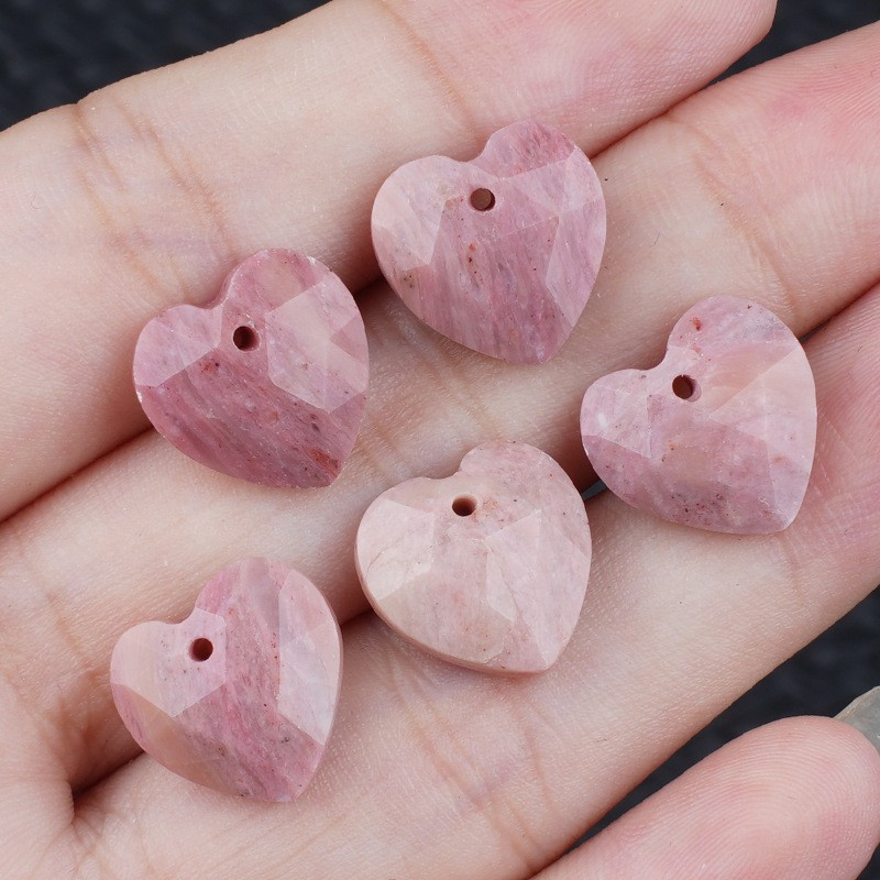 20pcs Mixed Natural Stone Heart Beads 13mm Pendants DIY Jewelry Making Bracelet