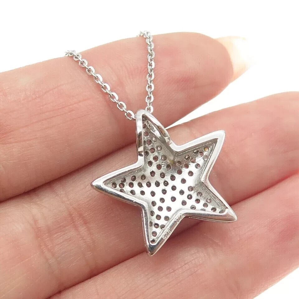 Women’s Stunning Star Pendant Round Cut Simulated Diamond 14K White Gold Plated