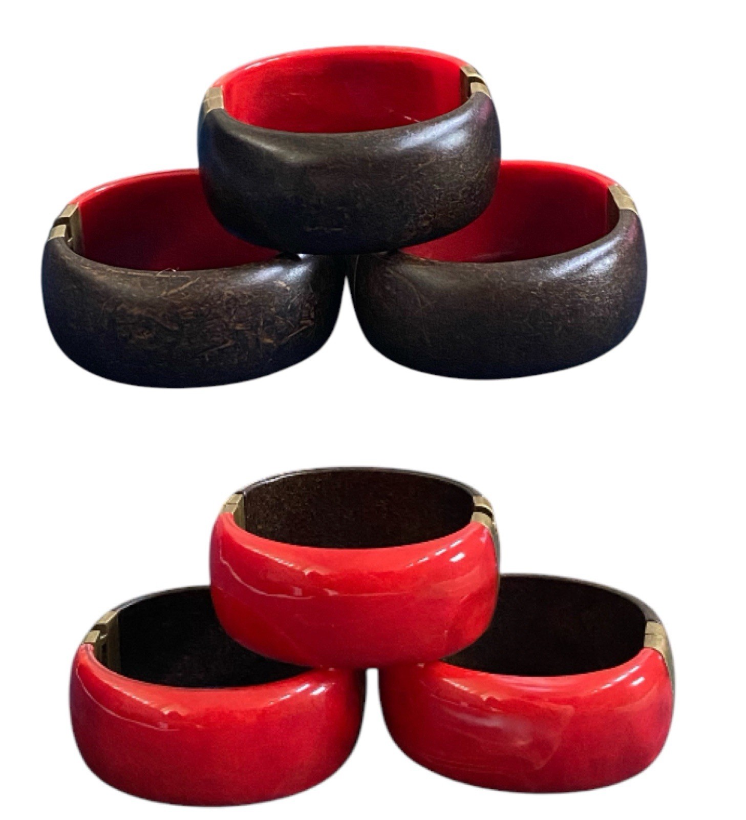 Premier Designs Piper Resin And Wood Hinged Bangle(Set Of 3) 7.25in