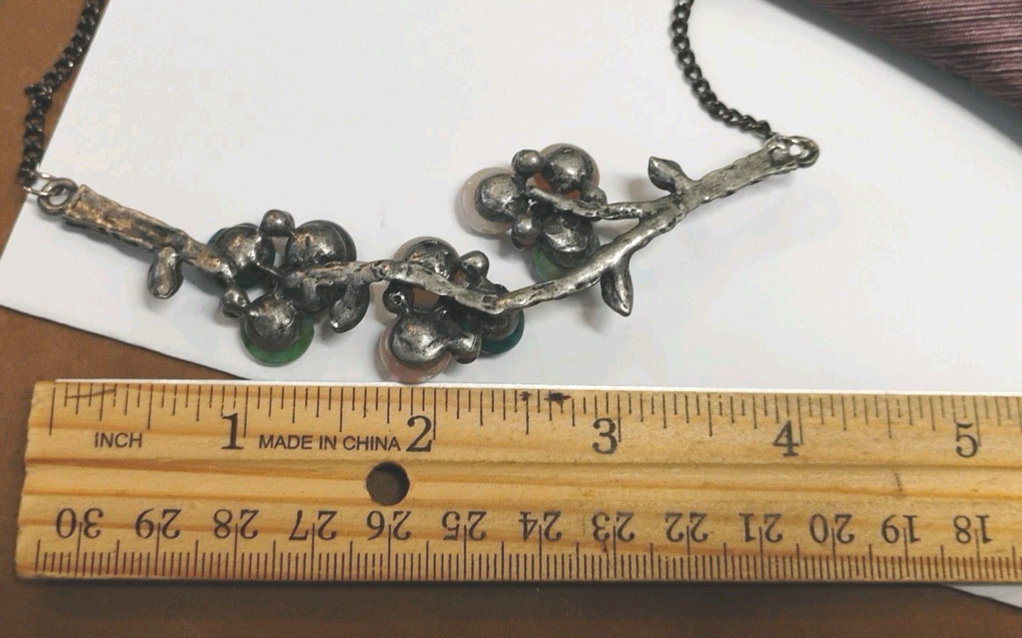 Artistic Real MIXED STONE Accents on Branch Shaped Pendant 16″ Chain Necklace!