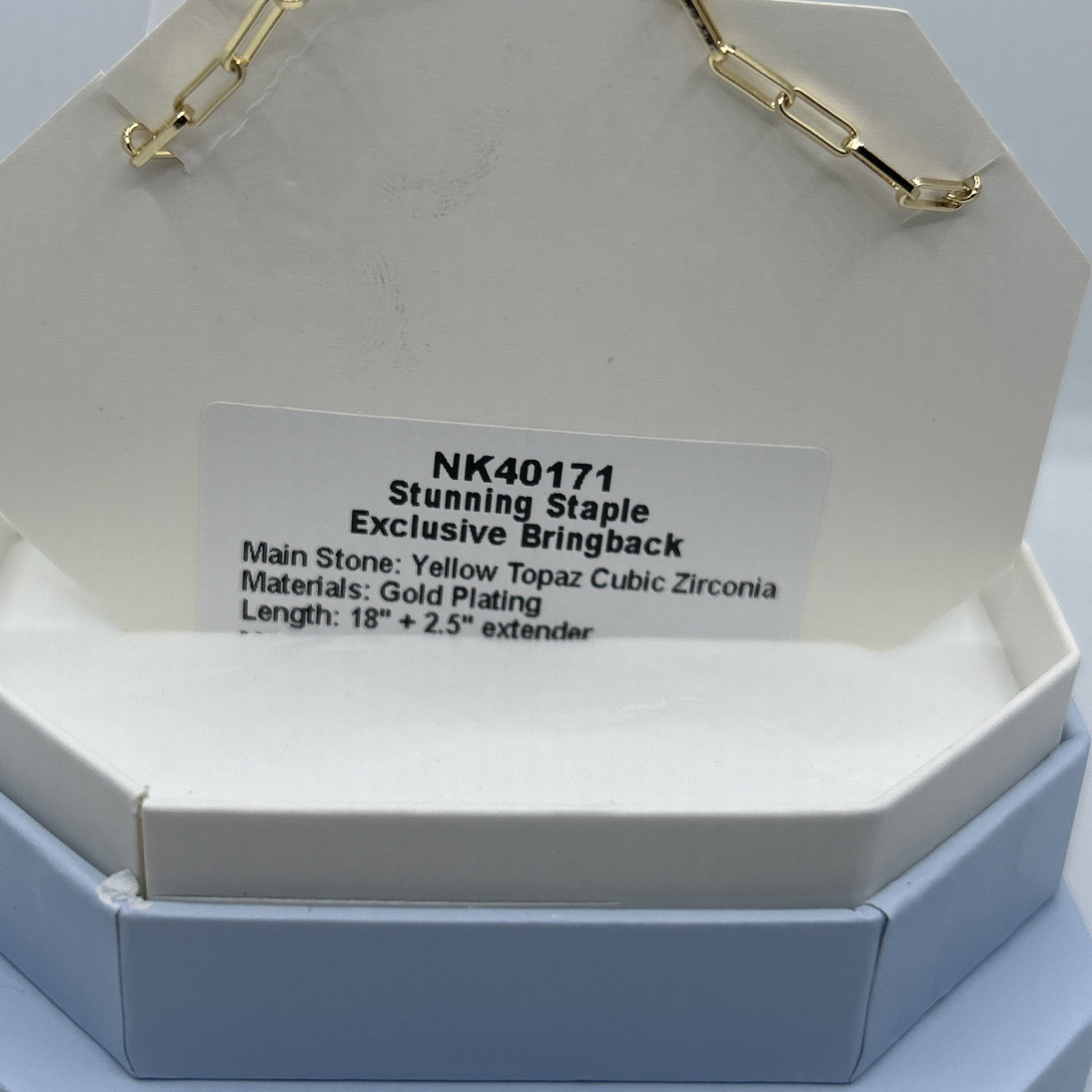Bomb Party June 2024 Stunning Staple Necklace RBP7572 Yellow Topaz On Gold Pl