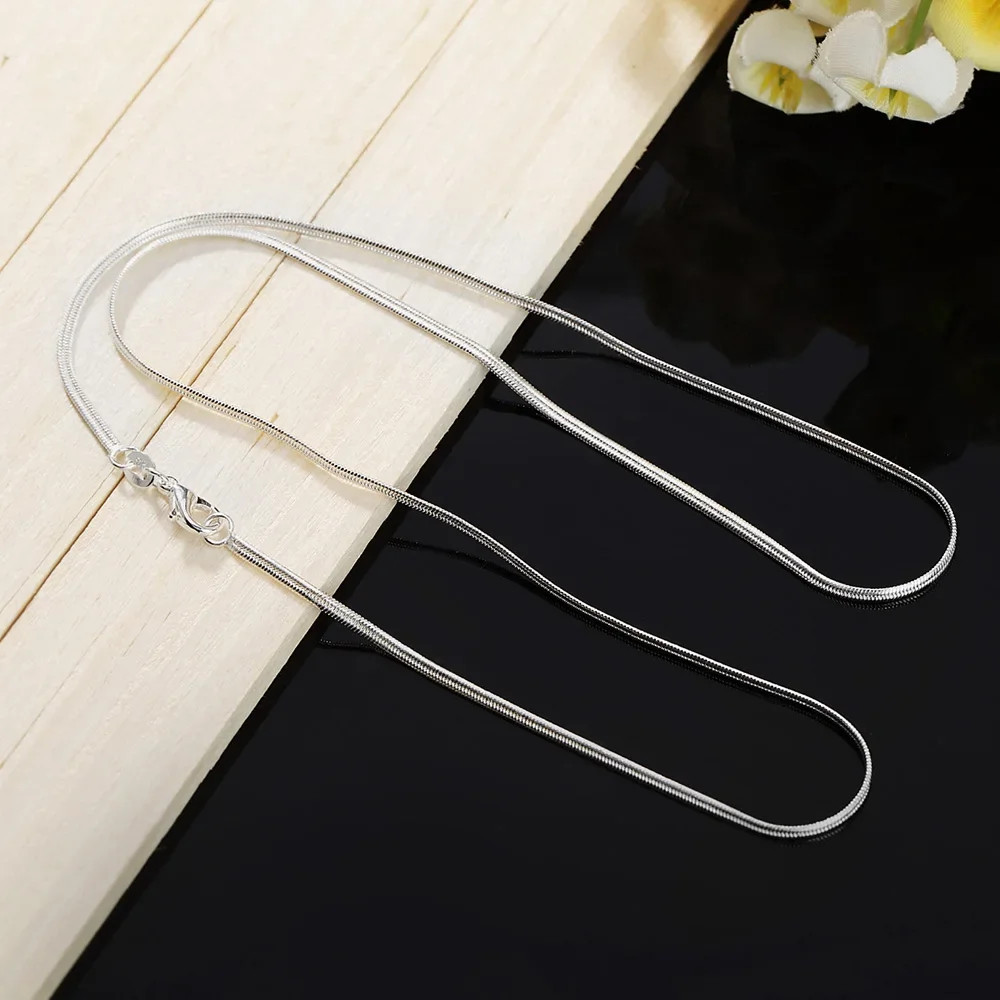 New arrive 925 Sterling Silver Necklace 16-30 Inches 1/2/3MM round snake bone ch