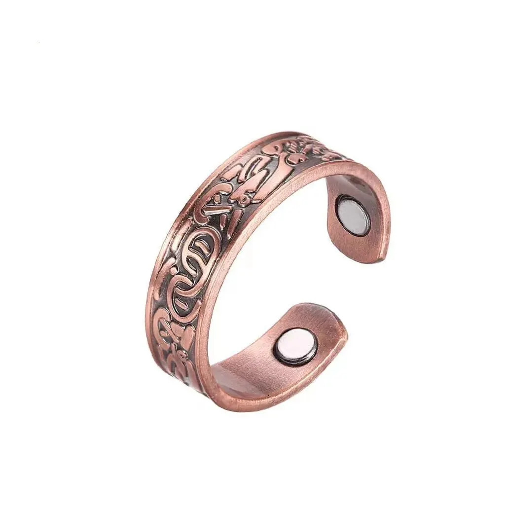European and American Copper Vintage Simple Double Ring Pattern Magnet Energy