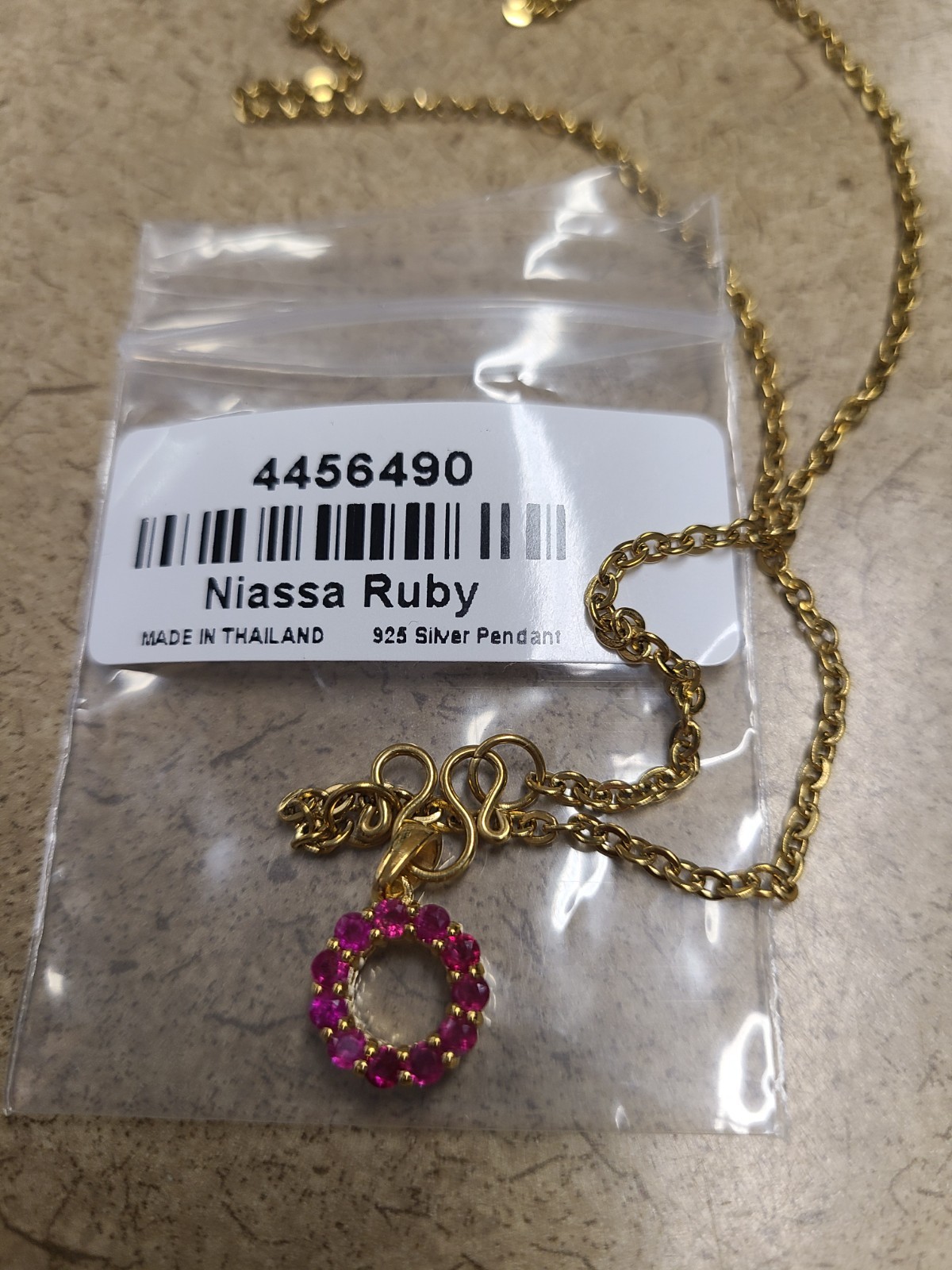 D’Joy Niassa Ruby (FF) 1.00 ctw Circle Pendant in 14K YG Over Sterling Silver wi