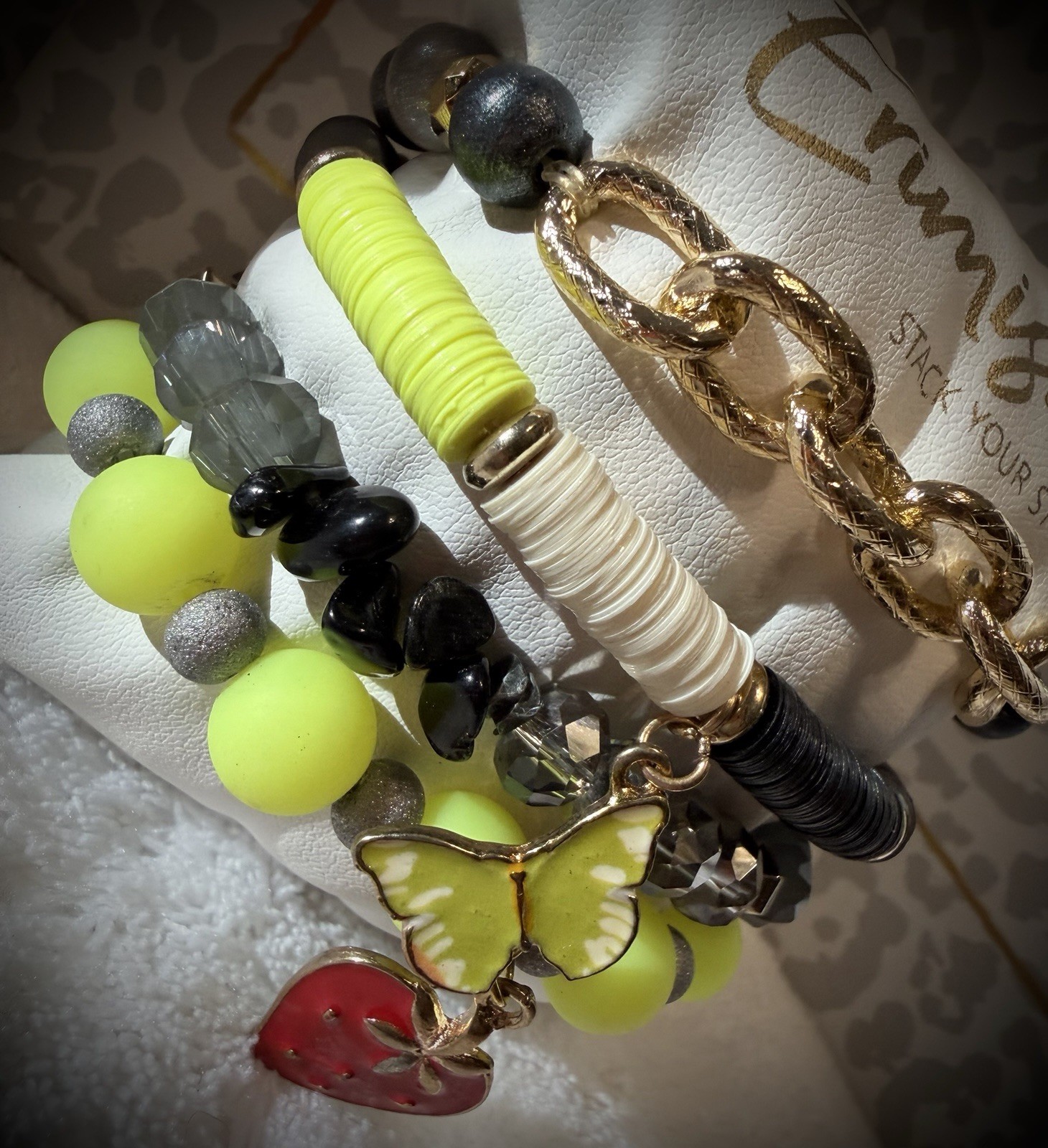 New ERIMISH Bracelets 4 pc – Yellow & Black – Custom Regular, Kids Or Extended