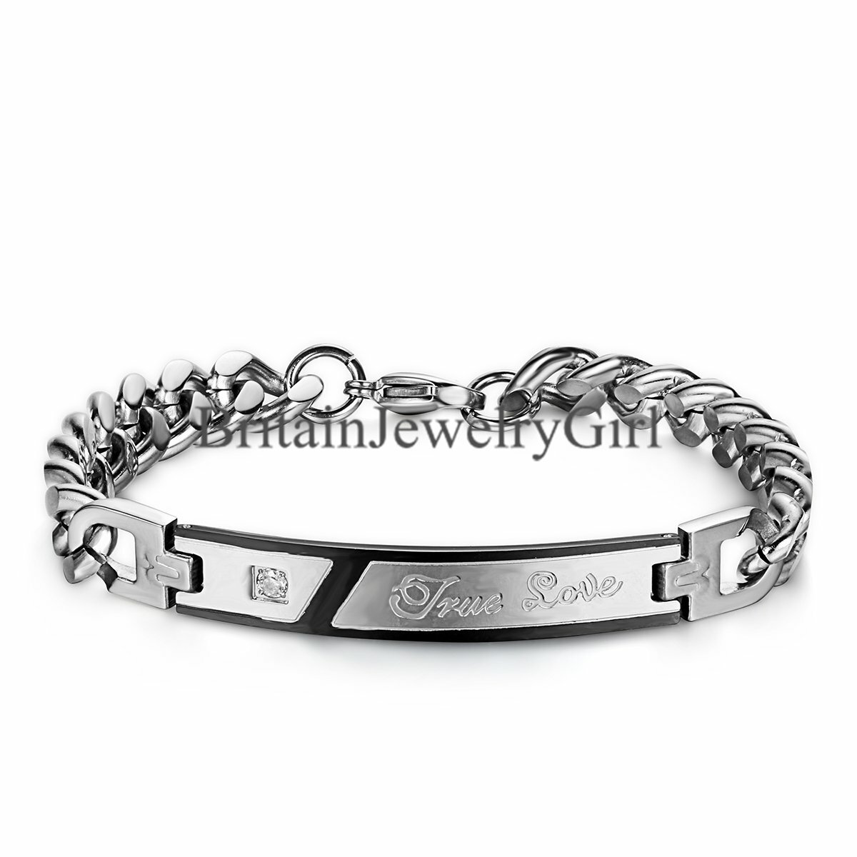 True Love Stainless Steel His and Hers Couple Bangle Bracelet Valentine’s Gift