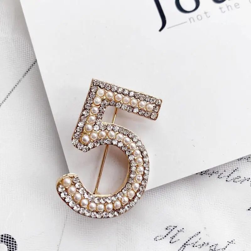 women creative number 5 brooch fashion clothing pins accessories