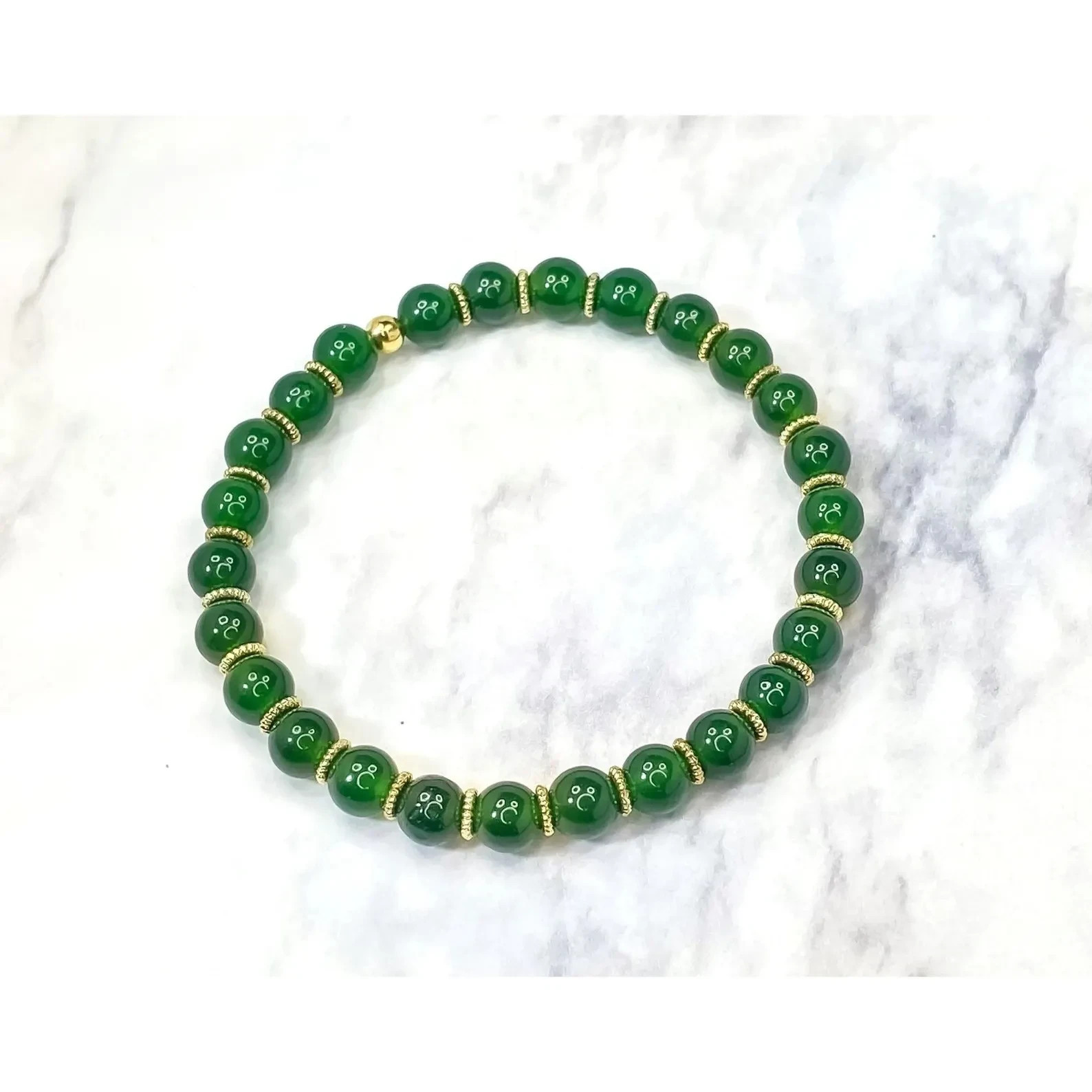 Jade Gemstone Bead Abundance Money Bracelet 6mm Crystal Healing Good Luck Gifts