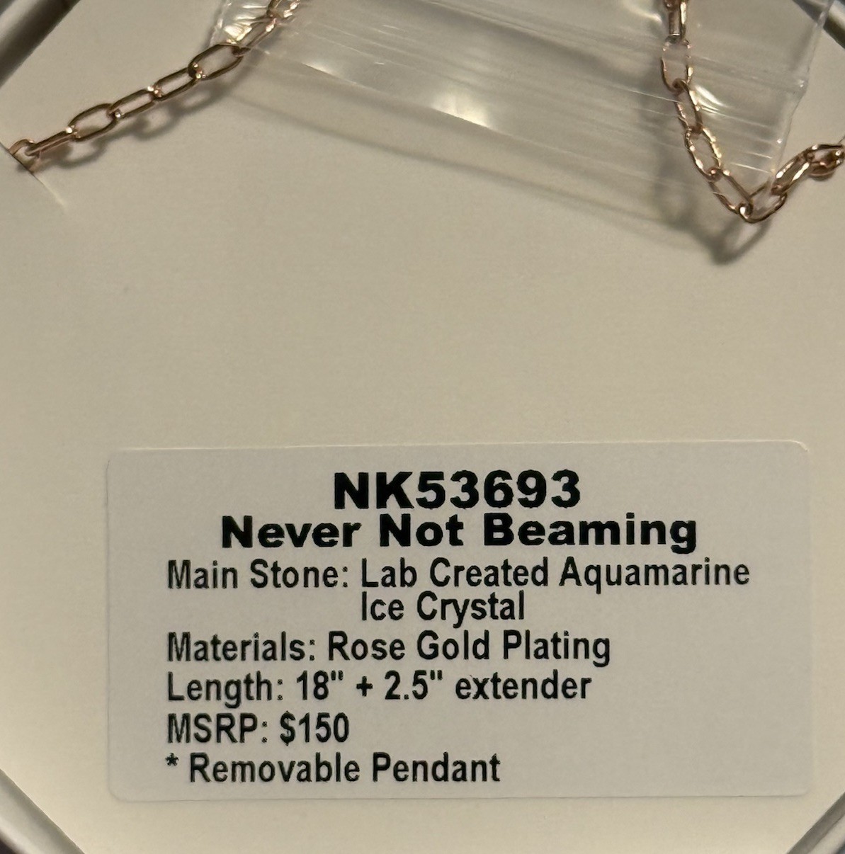 Bomb Party BP, NK53693-Never Not Beaming Necklace-Aquamarine on Rose Gold-NEW