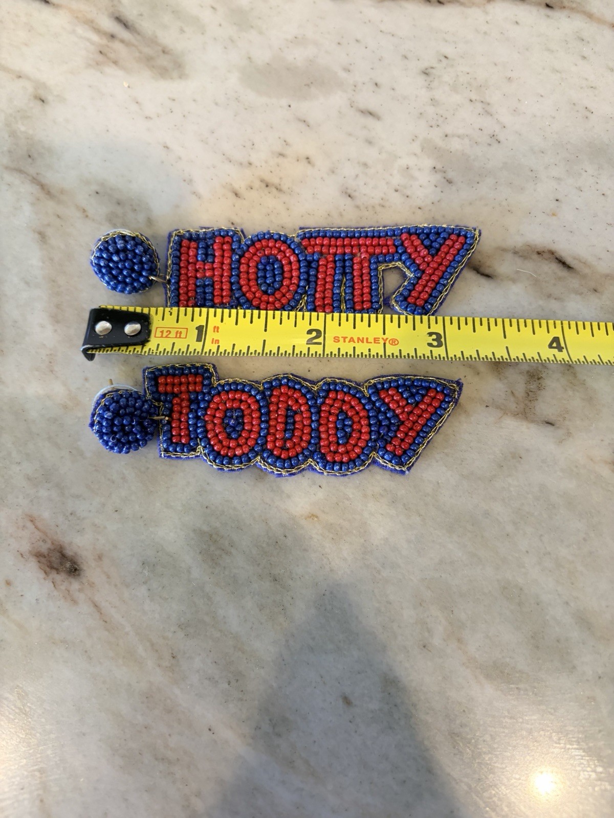 Hotty Toddy Beaded Earrings / 3inches For Ole Miss