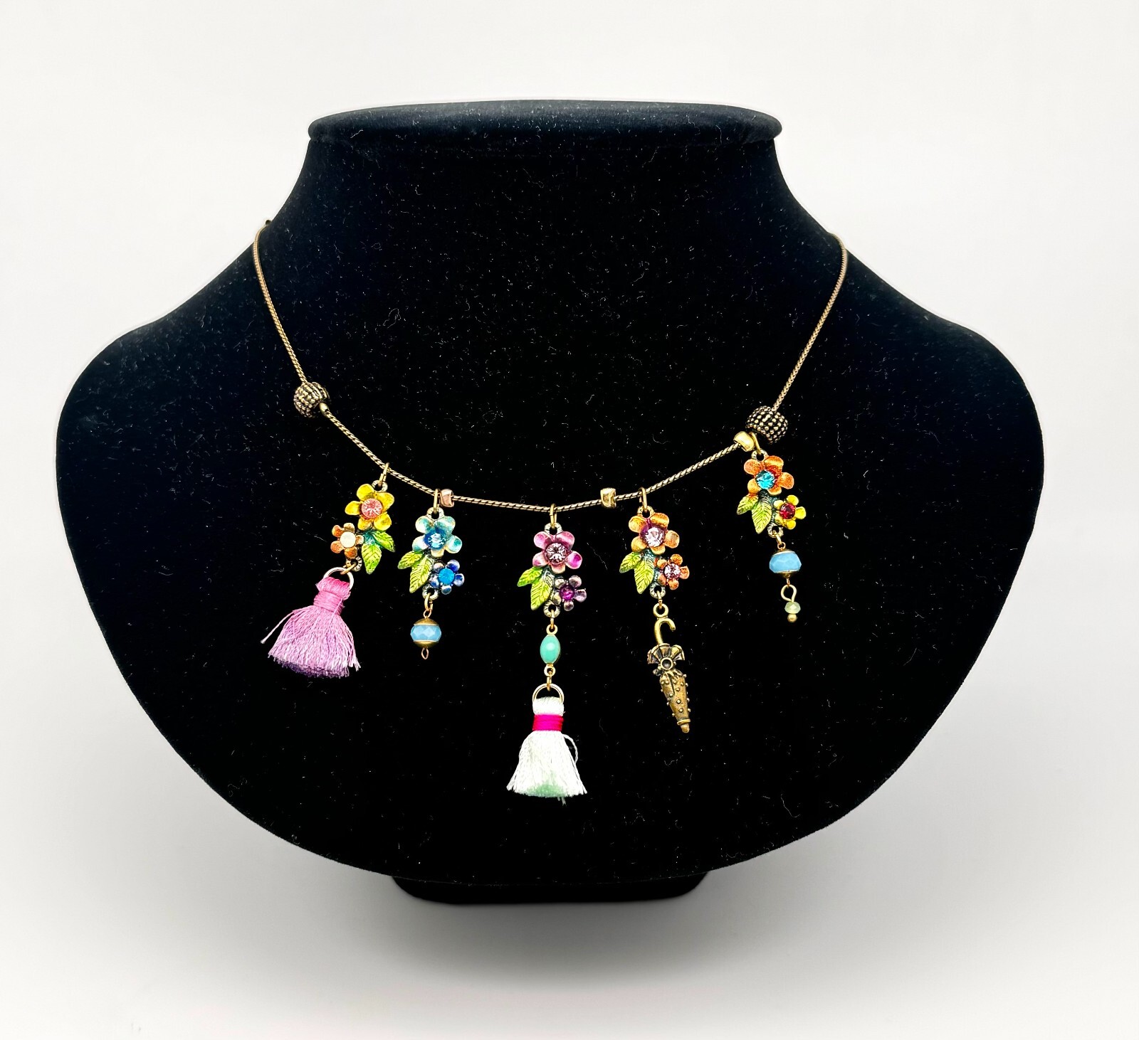 Beautiful Necklace With Small Pendants Crystals By Michal Negrin Unique.