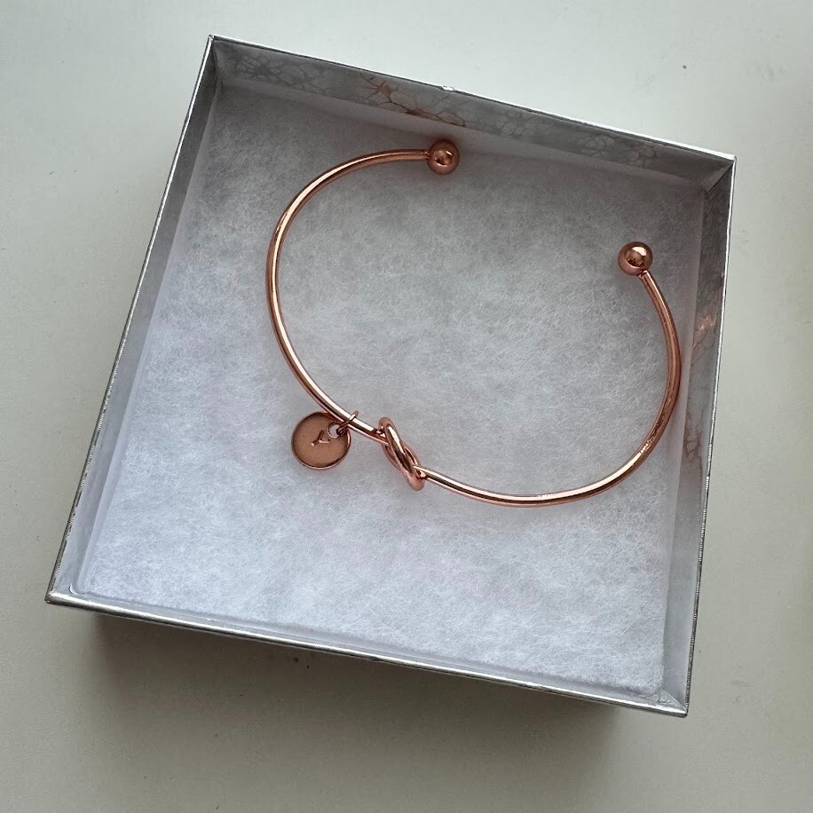 Rose Gold Cuff Bracelet Knot Y Initial Name Dainty Preppy Branded Fashion Gift