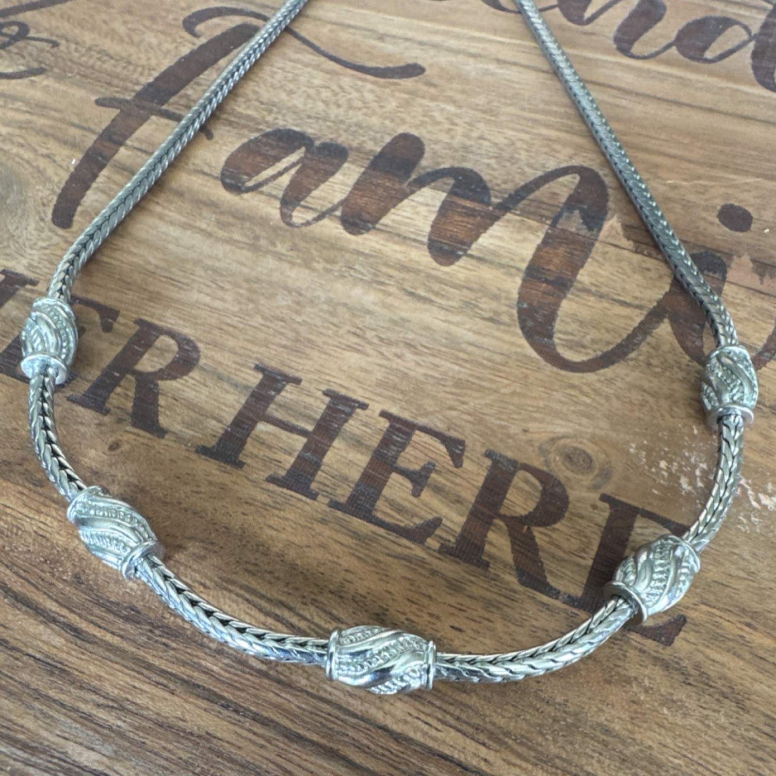Silver Tone Necklace Spiga Wheat Chain – Fashion Jewelry- Ships free!