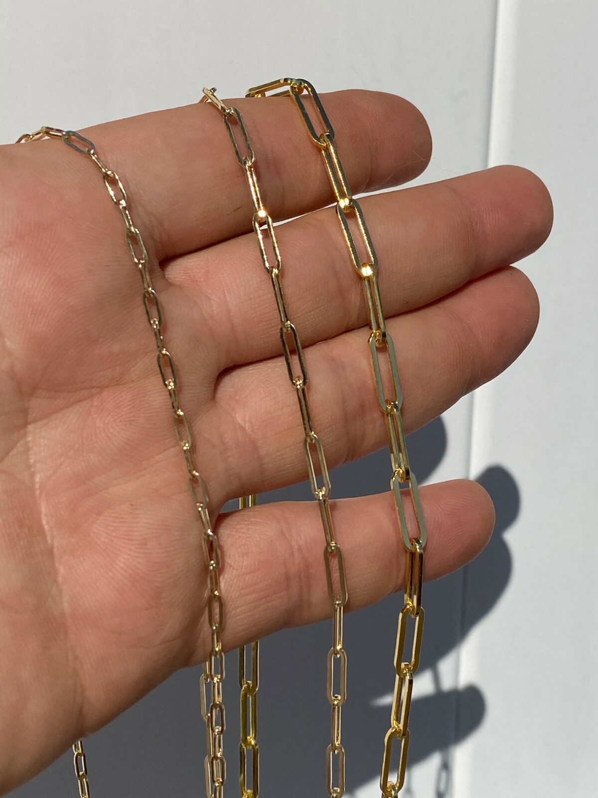 Cadena Paperclip Rolo Plata 925 Sólida Baño Oro 14k Collar Italiano Hombre Mujer