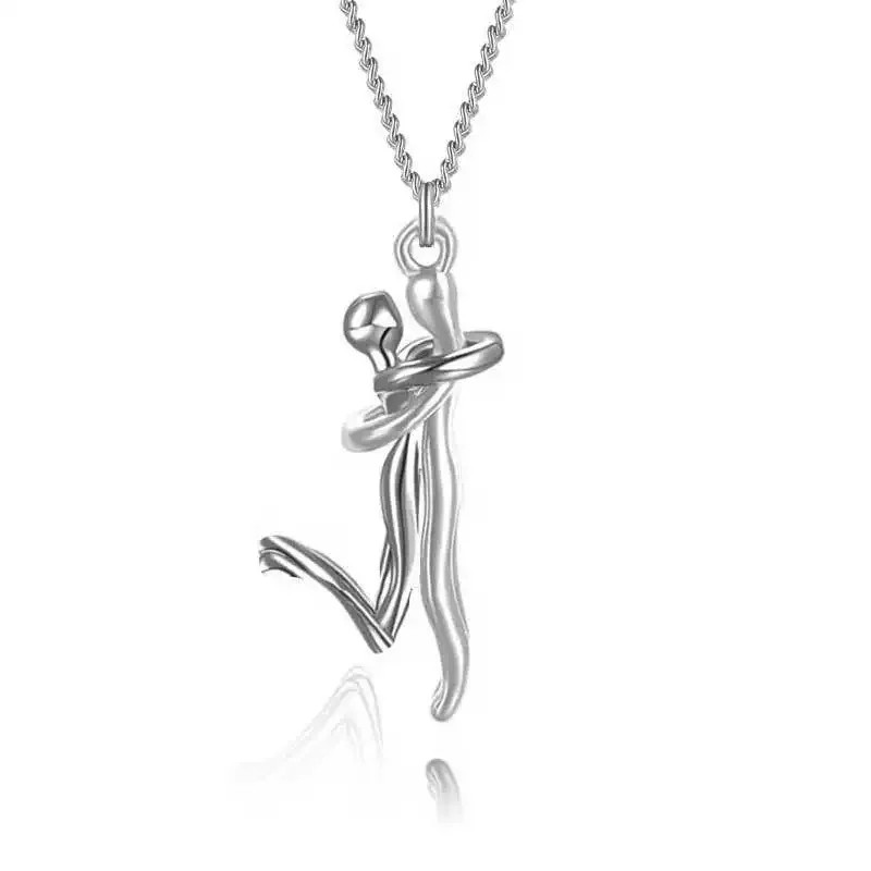 Mother Child Hugging Necklace Mother’s Day Gift for Mom Two Tone Pendant Gift