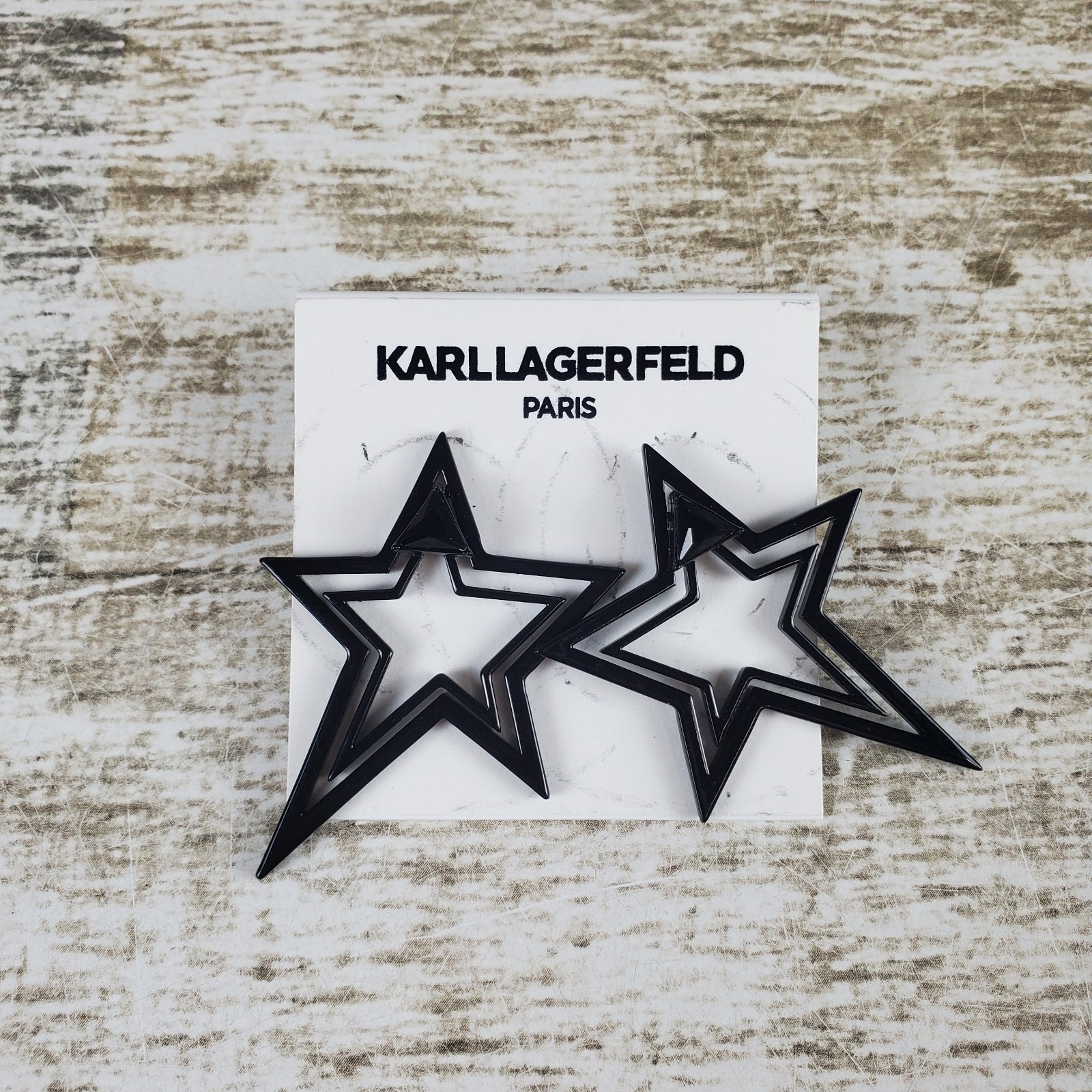 Karl Lagerfeld Paris Black Star Earrings Cutout